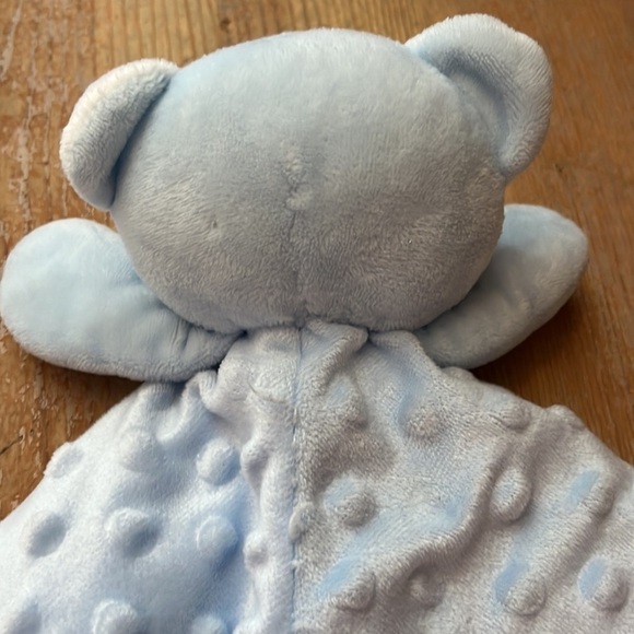 Little Beginnings Lovey Security Blanket Blue Bear Nubby Textured Fleece - Picture 4 of 5